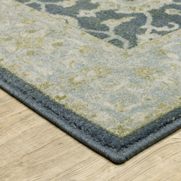 HomeRoots 5' Elegant Teal Blue and Ivory Oriental Area Rug - Stain Resistant, Durable for High-Traffic Spaces 8' X 10' 508454