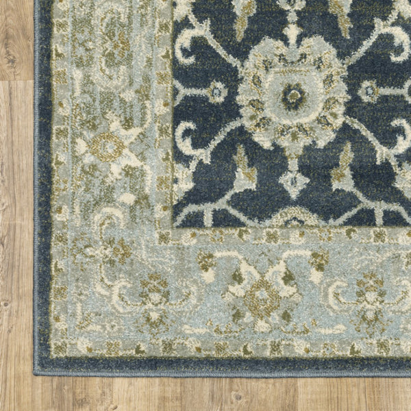 HomeRoots 5' Elegant Teal Blue and Ivory Oriental Area Rug - Stain Resistant, Durable for High-Traffic Spaces 8' X 10' 508454