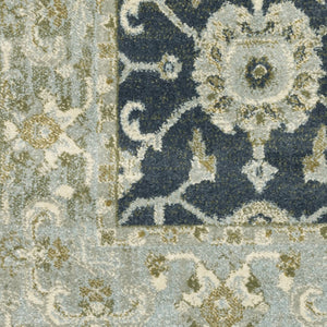 HomeRoots 5' Elegant Teal Blue and Ivory Oriental Area Rug - Stain Resistant, Durable for High-Traffic Spaces 10' X 13' 508455