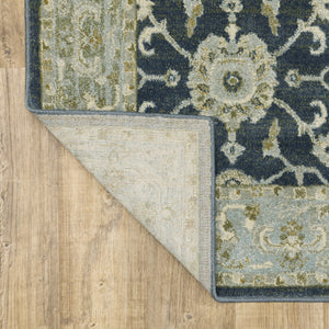 HomeRoots 5' Elegant Teal Blue and Ivory Oriental Area Rug - Stain Resistant, Durable for High-Traffic Spaces 10' X 13' 508455