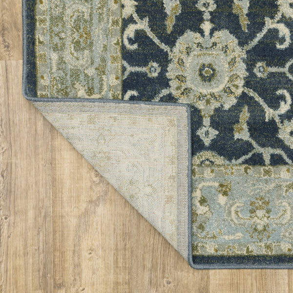 HomeRoots 5' Elegant Teal Blue and Ivory Oriental Area Rug - Stain Resistant, Durable for High-Traffic Spaces 10' X 13' 508455