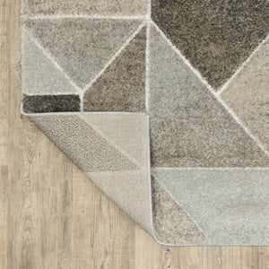 HomeRoots 2' Geometric Power Loom Runner Rug in Neutral Tones - Stain Resistant, Durable for High Traffic Areas 1'10" x 7'6" 508456