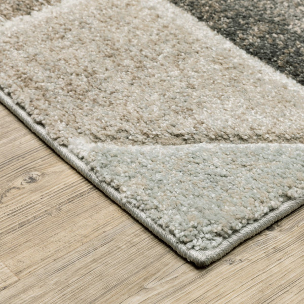 HomeRoots 2' Geometric Power Loom Runner Rug in Neutral Tones - Stain Resistant, Durable for High Traffic Areas 3' x 5' 508457
