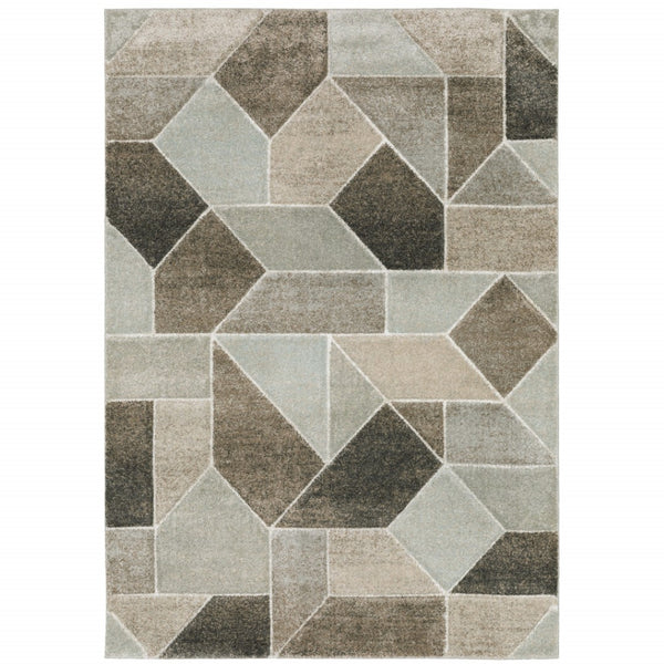 HomeRoots 2' Geometric Power Loom Runner Rug in Neutral Tones - Stain Resistant, Durable for High Traffic Areas 5' X 8' 508458