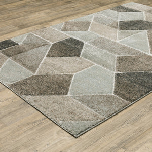 HomeRoots 2' Geometric Power Loom Runner Rug in Neutral Tones - Stain Resistant, Durable for High Traffic Areas 7' X 10' 508459