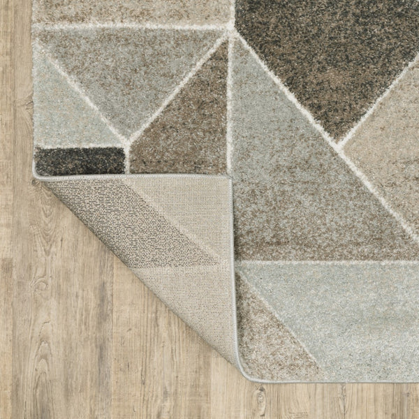 HomeRoots 2' Geometric Power Loom Runner Rug in Neutral Tones - Stain Resistant, Durable for High Traffic Areas 10' X 13' 508461