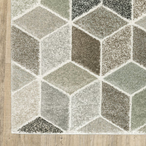 HomeRoots 2' Geometric Power Loom Runner Rug in Soft Neutrals - Stain Resistant, Ideal for Hallways & Entryways 1'10" x 7'6" 508462