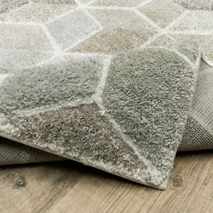HomeRoots 2' Geometric Power Loom Runner Rug in Soft Neutrals - Stain Resistant, Ideal for Hallways & Entryways 1'10" x 7'6" 508462