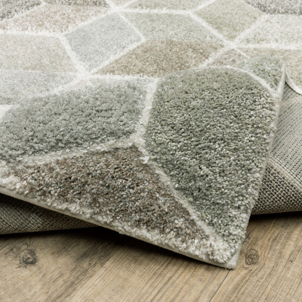 HomeRoots 2' Geometric Power Loom Runner Rug in Soft Neutrals - Stain Resistant, Ideal for Hallways & Entryways 1'10" x 7'6" 508462