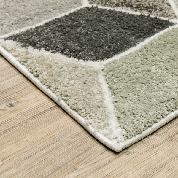HomeRoots 2' Geometric Power Loom Runner Rug in Soft Neutrals - Stain Resistant, Ideal for Hallways & Entryways 3' x 5' 508463