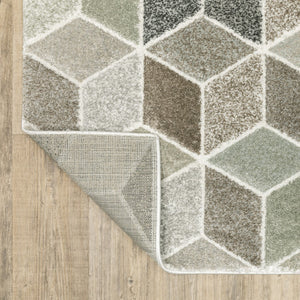 HomeRoots 2' Geometric Power Loom Runner Rug in Soft Neutrals - Stain Resistant, Ideal for Hallways & Entryways 3' x 5' 508463
