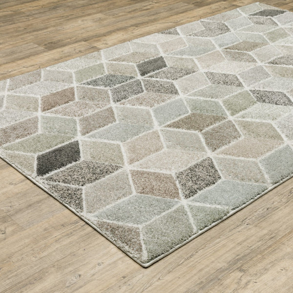 HomeRoots 2' Geometric Power Loom Runner Rug in Soft Neutrals - Stain Resistant, Ideal for Hallways & Entryways 5' X 8' 508464