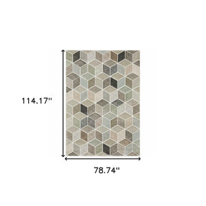 HomeRoots 2' Geometric Power Loom Runner Rug in Soft Neutrals - Stain Resistant, Ideal for Hallways & Entryways 7' X 10' 508465