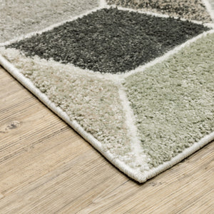 HomeRoots 2' Geometric Power Loom Runner Rug in Soft Neutrals - Stain Resistant, Ideal for Hallways & Entryways 7' X 10' 508465
