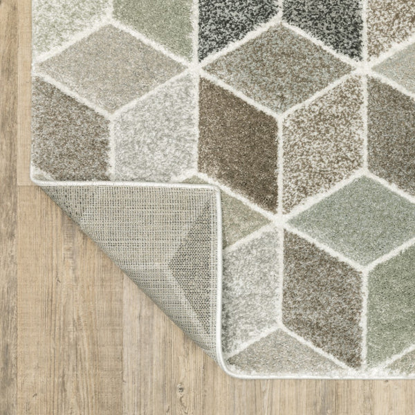 HomeRoots 2' Geometric Power Loom Runner Rug in Soft Neutrals - Stain Resistant, Ideal for Hallways & Entryways 7' X 10' 508465