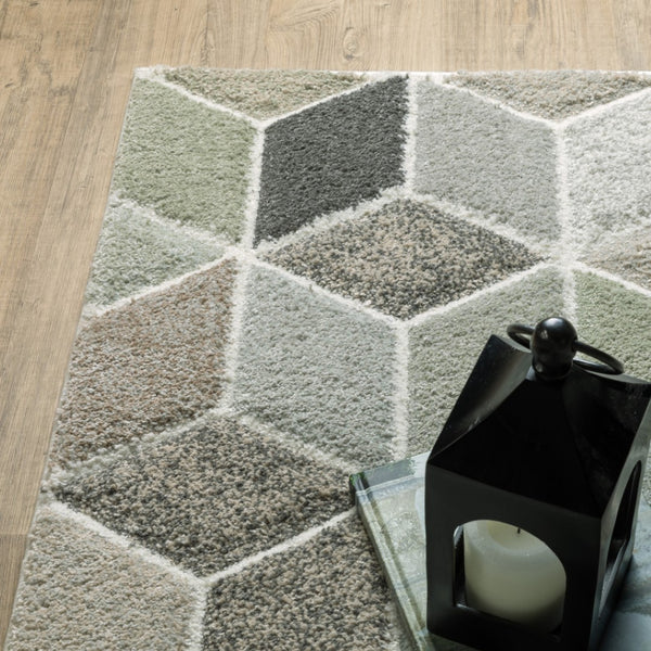 HomeRoots 2' Geometric Power Loom Runner Rug in Soft Neutrals - Stain Resistant, Ideal for Hallways & Entryways 8' X 11' 508466