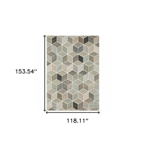 HomeRoots 2' Geometric Power Loom Runner Rug in Soft Neutrals - Stain Resistant, Ideal for Hallways & Entryways 10' X 13' 508467