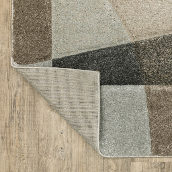 HomeRoots 2' Geometric Brown and Ivory Power-Loomed Runner Rug for Hallways, Entryways, and Living Spaces 7' X 10' 508471