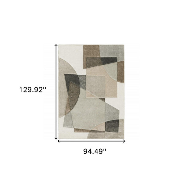 HomeRoots 2' Geometric Brown and Ivory Power-Loomed Runner Rug for Hallways, Entryways, and Living Spaces 8' X 11' 508472