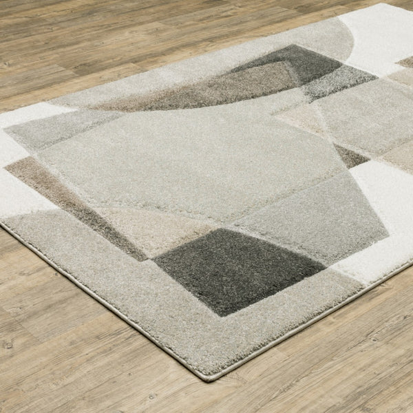 HomeRoots 2' Geometric Brown and Ivory Power-Loomed Runner Rug for Hallways, Entryways, and Living Spaces 8' X 11' 508472