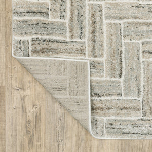 HomeRoots 2' Modern Geometric Power Loom Runner Rug in Beige and Ivory - Stylish, Durable, Ideal for High Traffic Areas 1'10" x 7'6" 508474