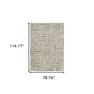 HomeRoots 2' Modern Geometric Power Loom Runner Rug in Beige and Ivory - Stylish, Durable, Ideal for High Traffic Areas 7' X 10' 508477