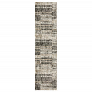 Homeroots 2' X 8' Grey Charcoal Ivory Tan Brown And Beige Geometric Power Loom Stain Resistant Runner Rug  Polypropylene 508480