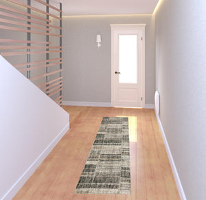 Homeroots 2' X 8' Grey Charcoal Ivory Tan Brown And Beige Geometric Power Loom Stain Resistant Runner Rug  Polypropylene 508480