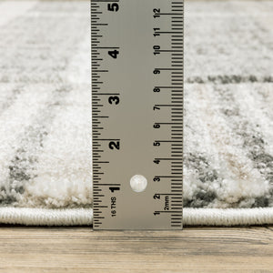 Homeroots 2' X 8' Grey Charcoal Ivory Tan Brown And Beige Geometric Power Loom Stain Resistant Runner Rug  Polypropylene 508480