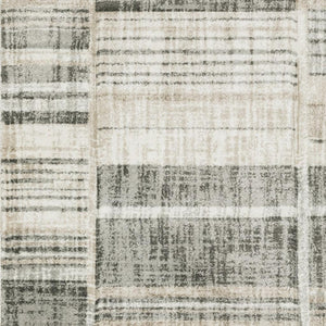 HomeRoots 2' Modern Geometric Runner Rug in Grey Charcoal and Ivory - Stain-Resistant, Durable Design for Homes 3' x 5' 508481