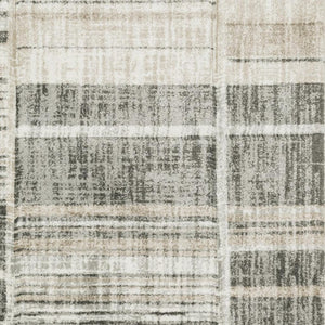 HomeRoots 2' Modern Geometric Runner Rug in Grey Charcoal and Ivory - Stain-Resistant, Durable Design for Homes 5' X 8' 508482
