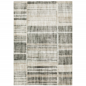 Homeroots 8' X 11' Grey Charcoal Ivory Tan Brown And Beige Geometric Power Loom Stain Resistant Area Rug  Polypropylene 508484