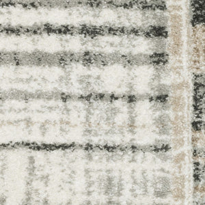 Homeroots 8' X 11' Grey Charcoal Ivory Tan Brown And Beige Geometric Power Loom Stain Resistant Area Rug  Polypropylene 508484