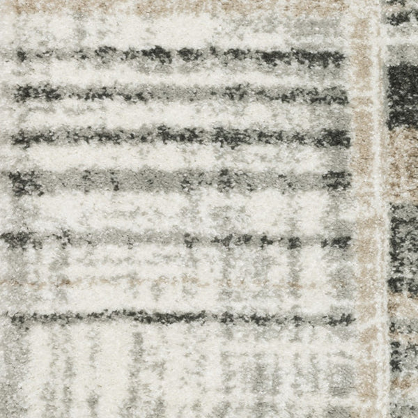 Homeroots 8' X 11' Grey Charcoal Ivory Tan Brown And Beige Geometric Power Loom Stain Resistant Area Rug  Polypropylene 508484