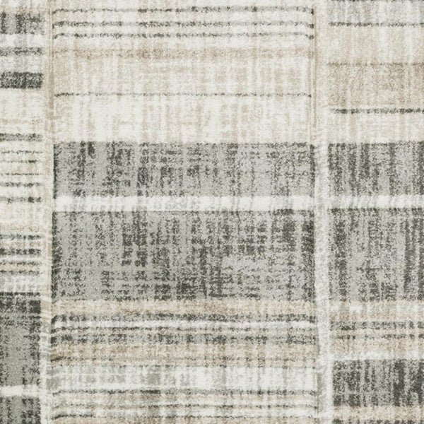 HomeRoots 2' Modern Geometric Runner Rug in Grey Charcoal and Ivory - Stain-Resistant, Durable Design for Homes 8' X 11' 508484