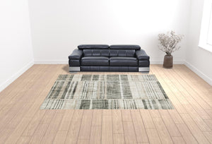 Homeroots 10' X 13' Grey Charcoal Ivory Tan Brown And Beige Geometric Power Loom Stain Resistant Area Rug  Polypropylene 508485