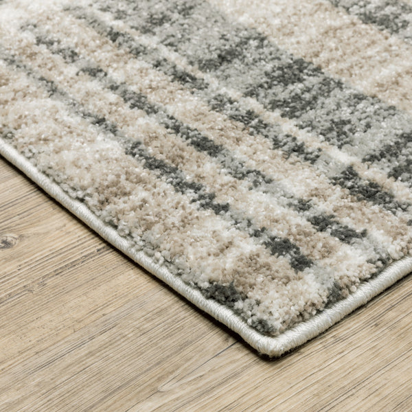 Homeroots 10' X 13' Grey Charcoal Ivory Tan Brown And Beige Geometric Power Loom Stain Resistant Area Rug  Polypropylene 508485