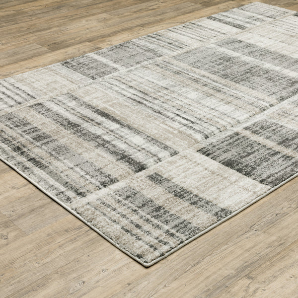 Homeroots 10' X 13' Grey Charcoal Ivory Tan Brown And Beige Geometric Power Loom Stain Resistant Area Rug  Polypropylene 508485