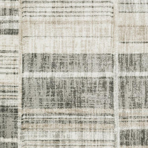 HomeRoots 2' Modern Geometric Runner Rug in Grey Charcoal and Ivory - Stain-Resistant, Durable Design for Homes 10' X 13' 508485