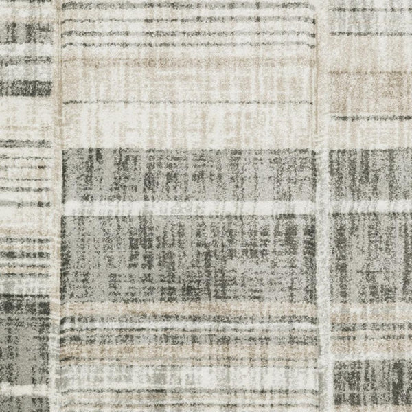 HomeRoots 2' Modern Geometric Runner Rug in Grey Charcoal and Ivory - Stain-Resistant, Durable Design for Homes 10' X 13' 508485