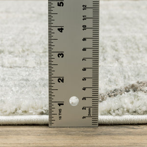 HomeRoots 2' Geometric Runner Rug in Soft Grey Beige and Blue - Stain Resistant for High-Traffic Areas 1'10" x 7'6" 508486