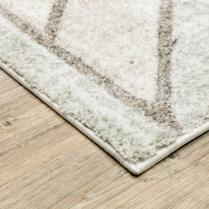 HomeRoots 2' Geometric Runner Rug in Soft Grey Beige and Blue - Stain Resistant for High-Traffic Areas 5' X 8' 508488