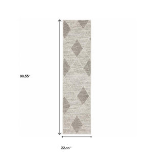 Homeroots 2' X 8' Grey And Ivory Geometric Power Loom Stain Resistant Runner Rug  Polypropylene 508492