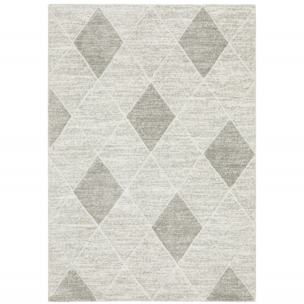 Homeroots 8' X 11' Gray And Ivory Geometric Power Loom Area Rug  Polypropylene 508496