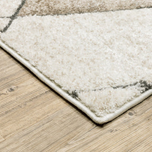 HomeRoots 2' Geometric Power Loom Runner Rug - Stain Resistant, Stylish Beige, Grey, Tan & Brown Design 1'10" x 7'6" 508498