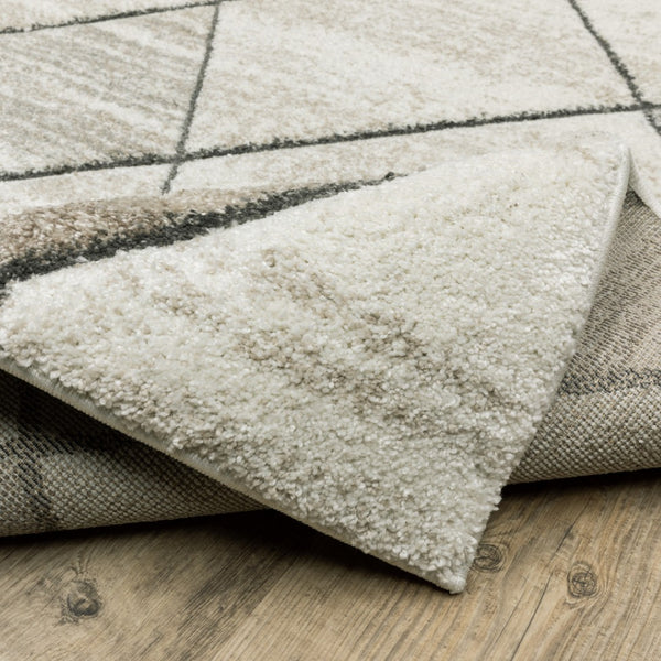HomeRoots 2' Geometric Power Loom Runner Rug - Stain Resistant, Stylish Beige, Grey, Tan & Brown Design 1'10" x 7'6" 508498