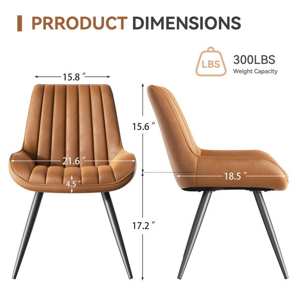 English Elm Modern Dining Chairs Set Of 4 – Comfy Upholstered Kitchen Seats With Thick Cushions & Metal Legs T3950P394445
