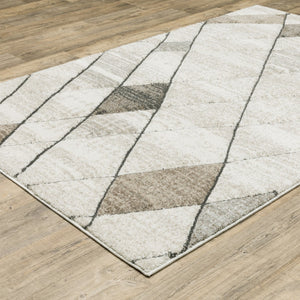 HomeRoots 2' Geometric Power Loom Runner Rug - Stain Resistant, Stylish Beige, Grey, Tan & Brown Design 5' X 8' 508500