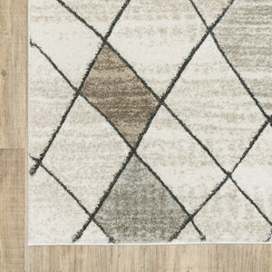 HomeRoots 2' Geometric Power Loom Runner Rug - Stain Resistant, Stylish Beige, Grey, Tan & Brown Design 5' X 8' 508500