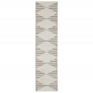 HomeRoots 2' Brown and Ivory Geometric Power Loom Runner Rug – Durable, Stylish, Stain-Resistant Home Accent 1'10" x 7'6" 508504